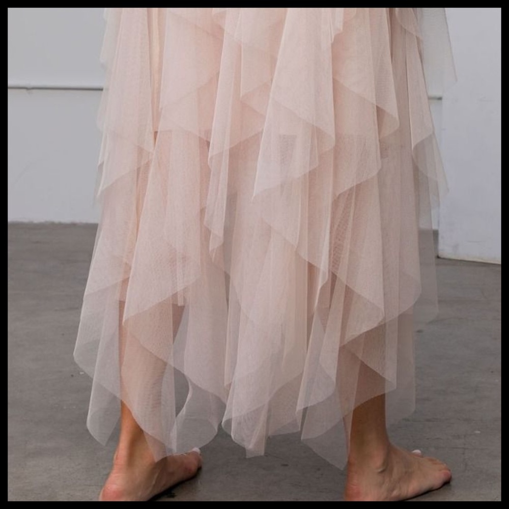 EASEL "Fairy Tale" Tiered Mesh Overlay Waterfall Lined Midi Maxi Ballerina Skirt - Picture 6 of 16